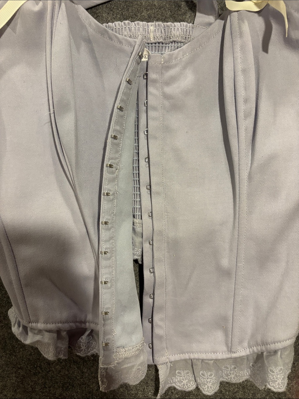 NWT Altar’d State Romantic Boho Grey Dawn Lace Trim Cotton Corset Top Size Large - Picture 11 of 11